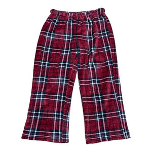 George Pajama Pants Mens Medium Red Plaid Fleece Sleepwear Elastic Waist